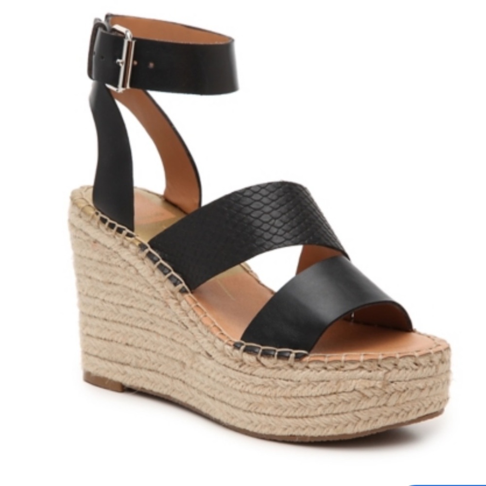 NEW Dolce Vita Shayla Platform Espadrille Wedge in Black Size 8